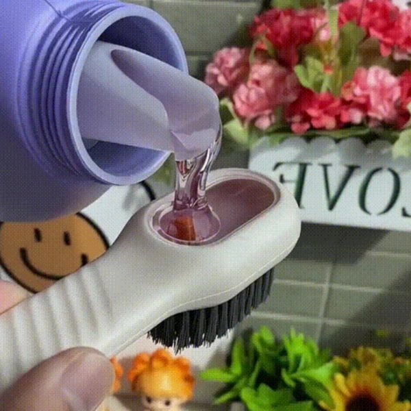 PressClean™ – Built-In Soap Dispenser Brush | Multi-Surface | Soft Bristles